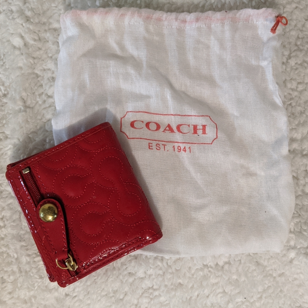 Coach Red Patent Leather Wallet